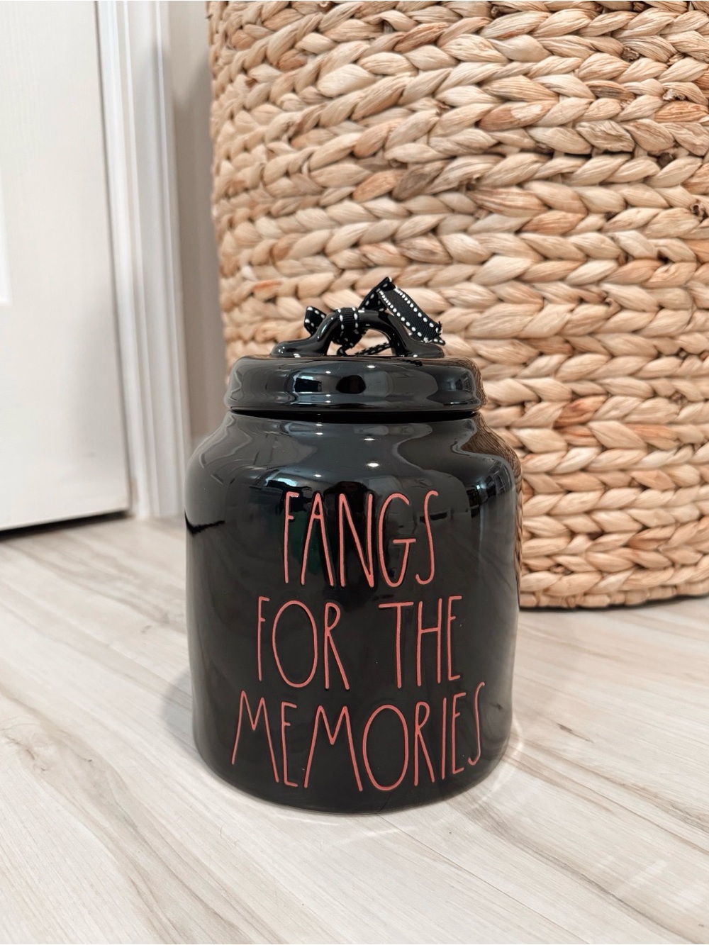Rae Dunn Black Ceramic 'Fangs For The Memories' Decorative Jar